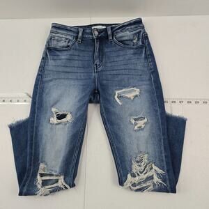 Kancan signature mid-rise ankle skinny‎ jeans blue denim 27 womens 5648